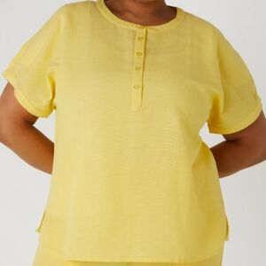 NWT Ashley Stewart Yellow Women's Linen Blend Top Size 22/24